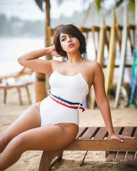 Navya Ramesh Looks Stunning in White Bikini Latest Pics Celebrity Sarees