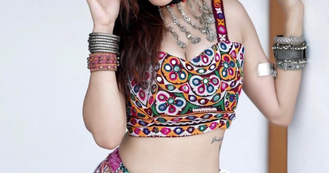 Palak Bhagavatiwala Charms in Colorful Dandiya Outfit Celebrity Sarees