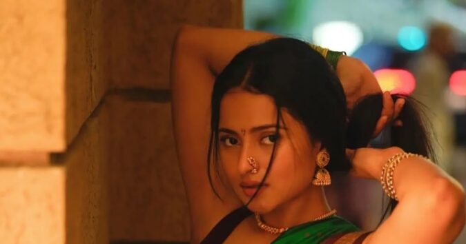 Aarushi Baruah Hot Pics in Vibrant Green Silk Saree and Sleeveless Blouse Celebrity Sarees