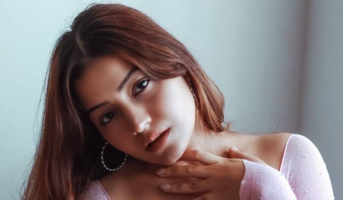 Symran Kaur Hot Pics in Sparkly Pink Bodysuit Celebrity Sarees