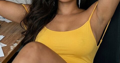 Rasitha Stylish Yellow Mini Dress Look Celebrity Sarees