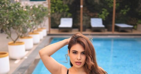Neha Malik Latest Black Swimsuit Pics Celebrity Sarees