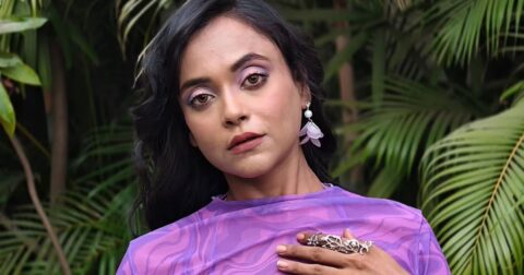 Nehal Vadoliya Latest Purple Beach Style Pics Nehal Vadoliya Latest Purple Beach Style Pics Celebrity Sarees