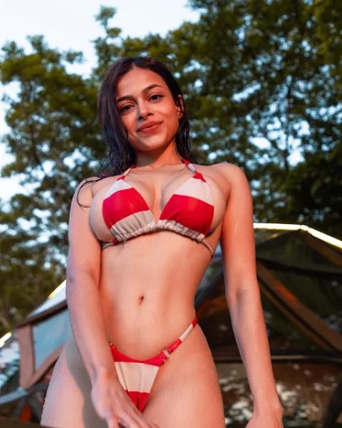 Ash S Latest Red and White Beachwear Pics India Wedding Saree