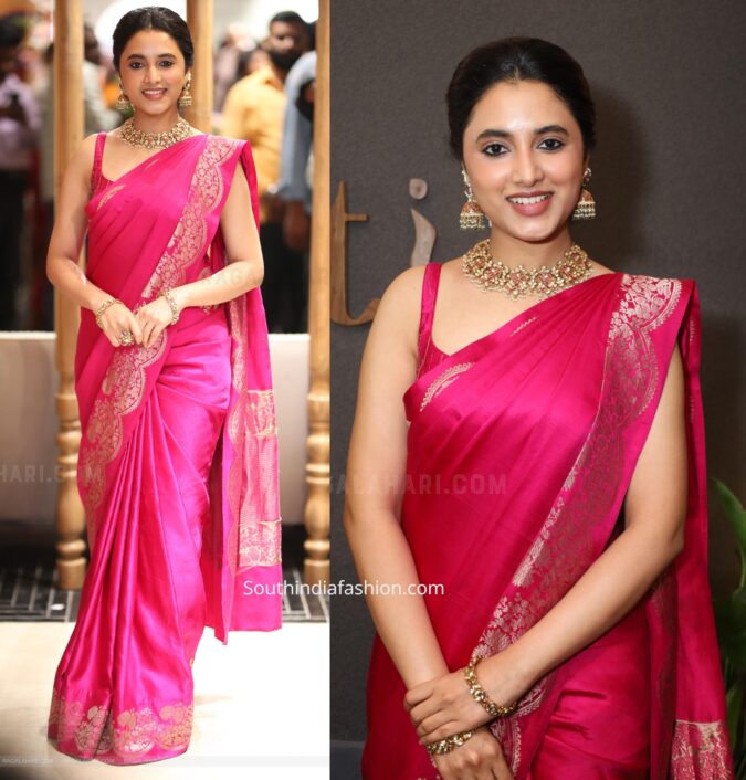 Priyanka Mohan in a banarasi silk saree Celebrity Sarees