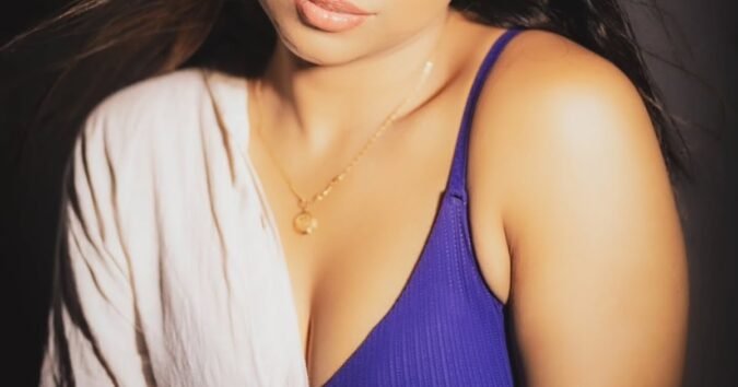 Miss Rose Styles a Violet Top with an Off-White Shirt Celebrity Sarees