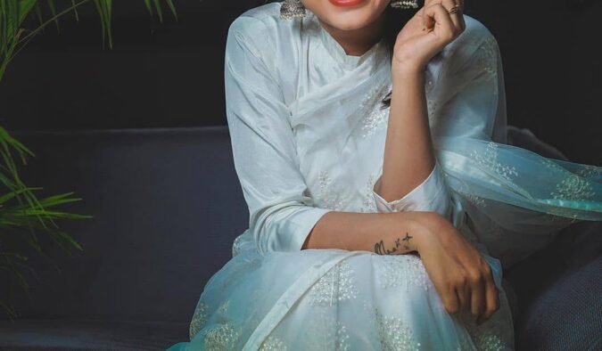 Varsha Bollamma Looks Elegant in a White Organza Saree Celebrity Sarees